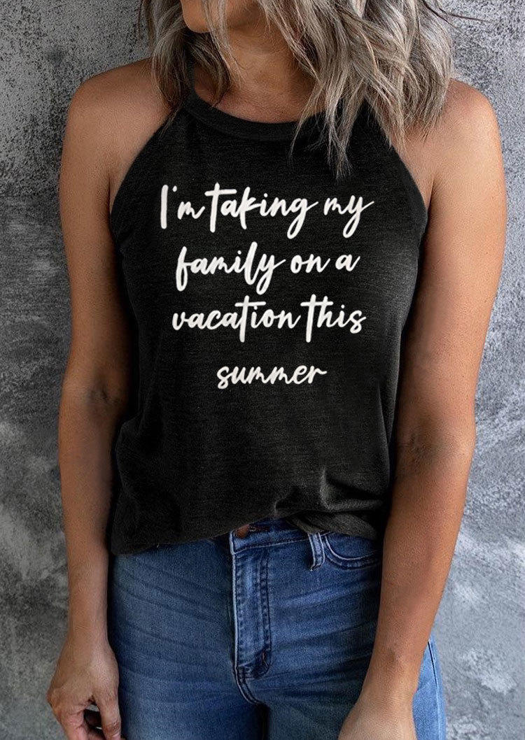 Tank Tops I'm Taking My Family On A Vacation This Summer Camisole - Dark Grey in Gray. Size: L,M,S,XL