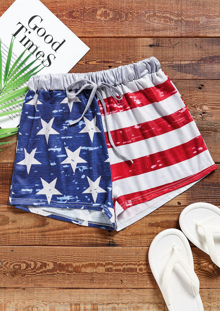 Shorts American Flag Drawstring Shorts in Multicolor. Size: S,M,L