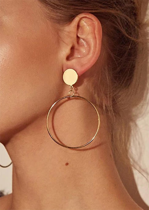 Earrings Simple Circle Alloy Earrings in Gold,Silver. Size: One Size