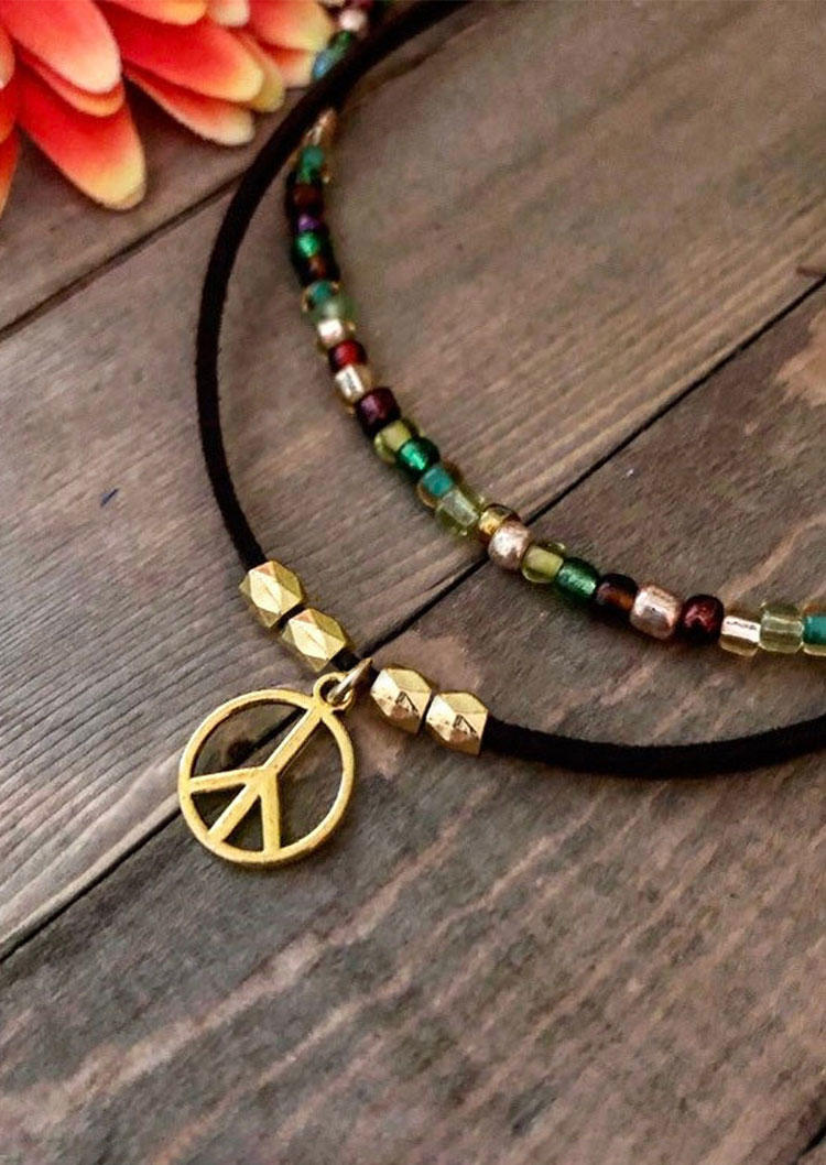 

Necklaces Peace Beading Hippie Dual-Layered Necklace in Gold. Size