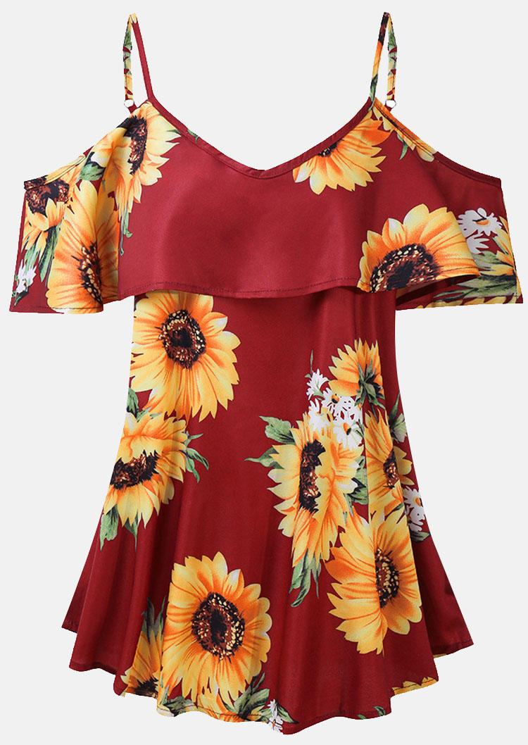 Blouses Sunflower Cold Shoulder Blouse - Brick Red in Red. Size: L,M,S