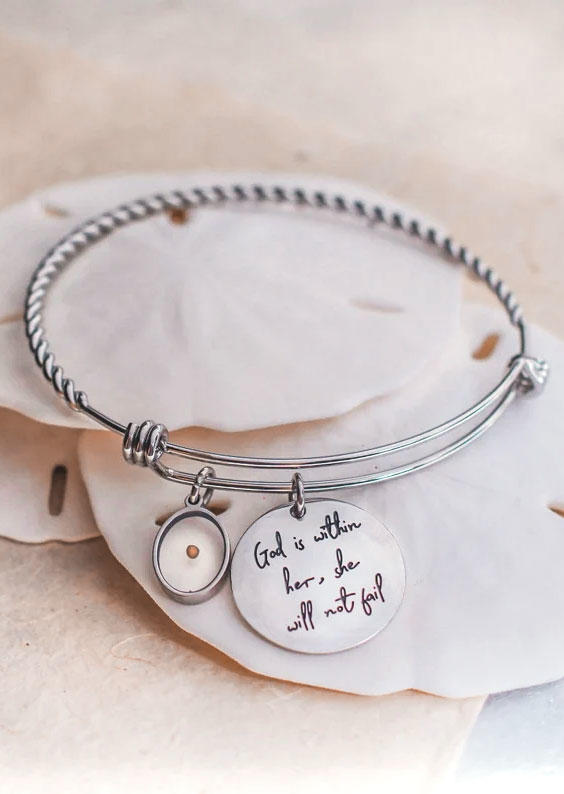 

Bracelet God Is Within Her She Will Not Fail Bracelet in Silver. Size