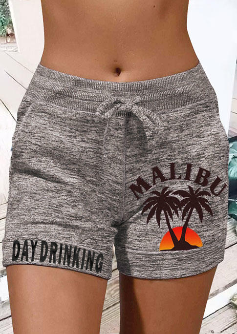 Shorts Day Drinking Malibu Pocket Drawstring Shorts in Gray. Size: M,XL