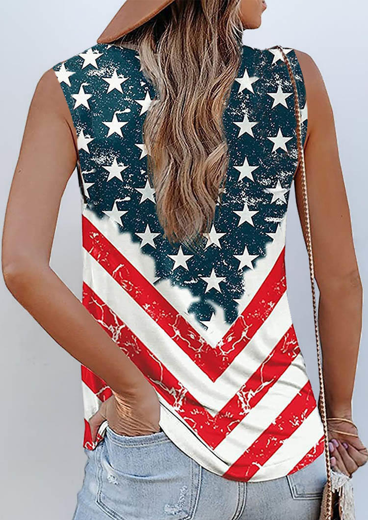 Tank Tops American Flag Star Casual Tank Top in Multicolor. Size: L