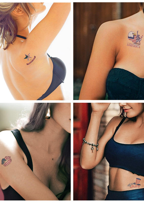 

20Pcs American Flag Patriotic Temporary Tattoo Stickers in Multicolor. Size