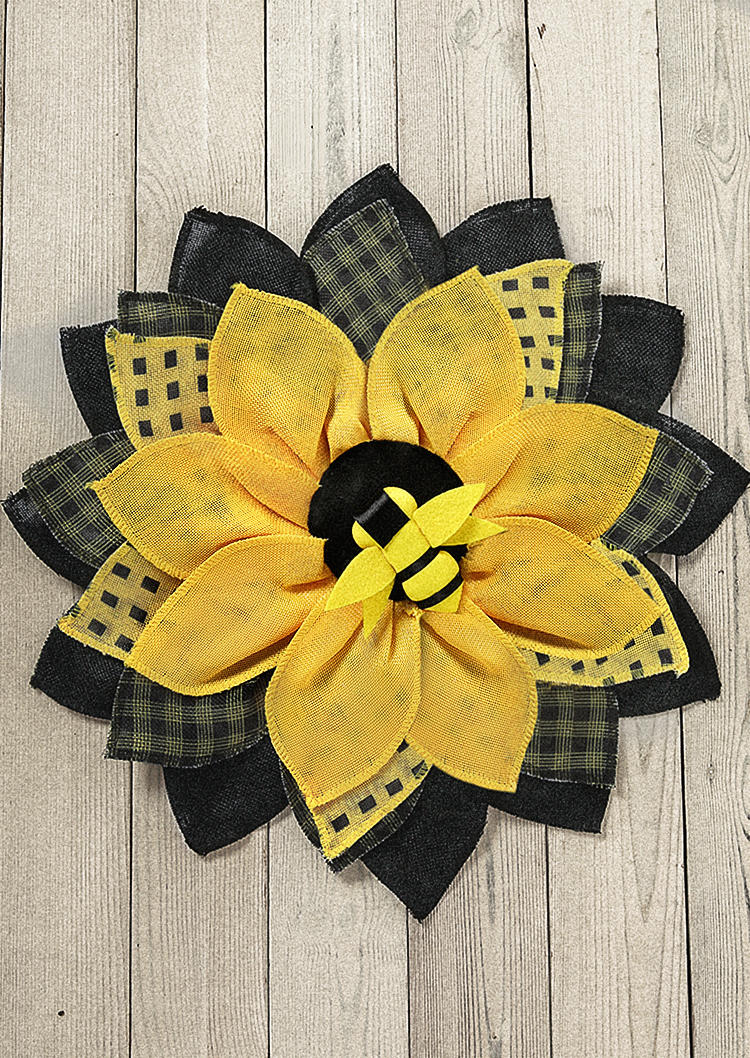 

Sunflower Bee Wall Door Decor Wreath in Yellow. Size