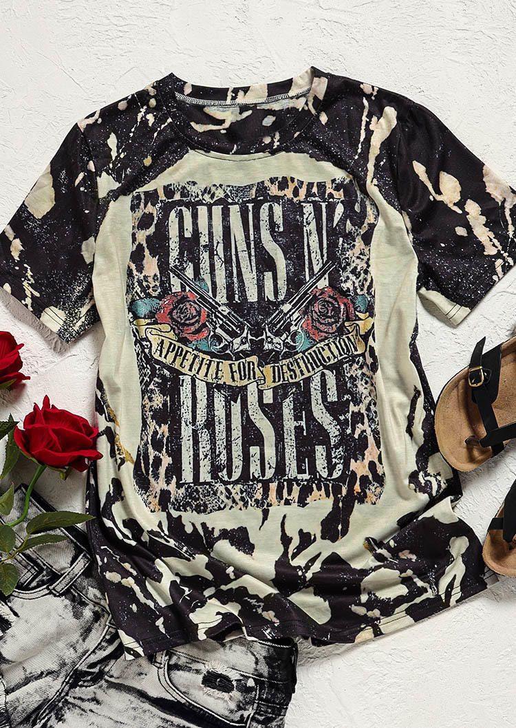 

T-shirts Tees Guns N' Roses Leopard Rose Tie Dye T-Shirt Tee in Black. Size