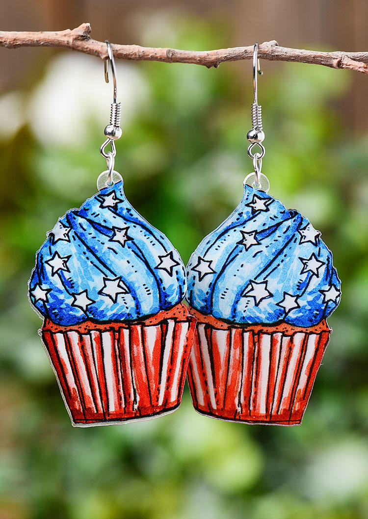 American Flag Donut Ice Cream Pendant Earrings