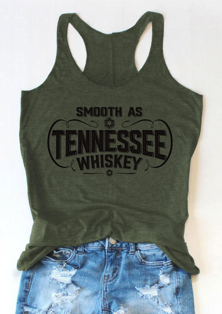 Tank Tops Smooth As Tennessee Whiskey Racerback Tank Top - Army Green in Green. Size: M,S