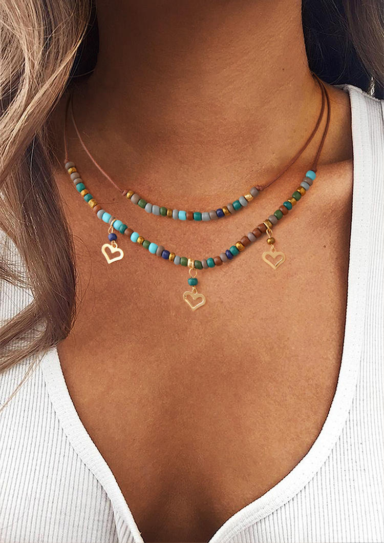 

Necklaces Double-Layered Bohemian Beading Necklace in Brown. Size