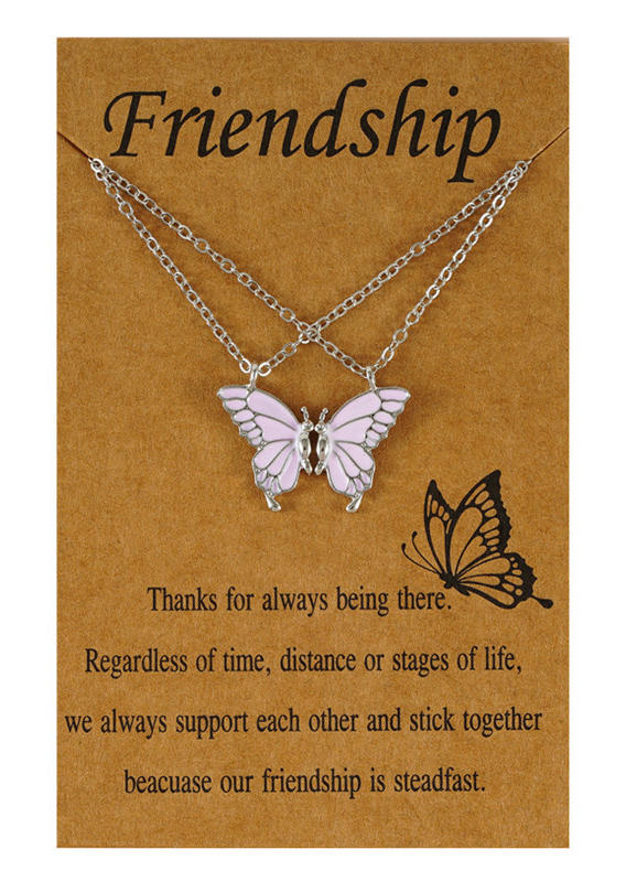 

Necklaces 1 Pair Butterfly Friendship Is Steadfast Necklace in Silver. Size