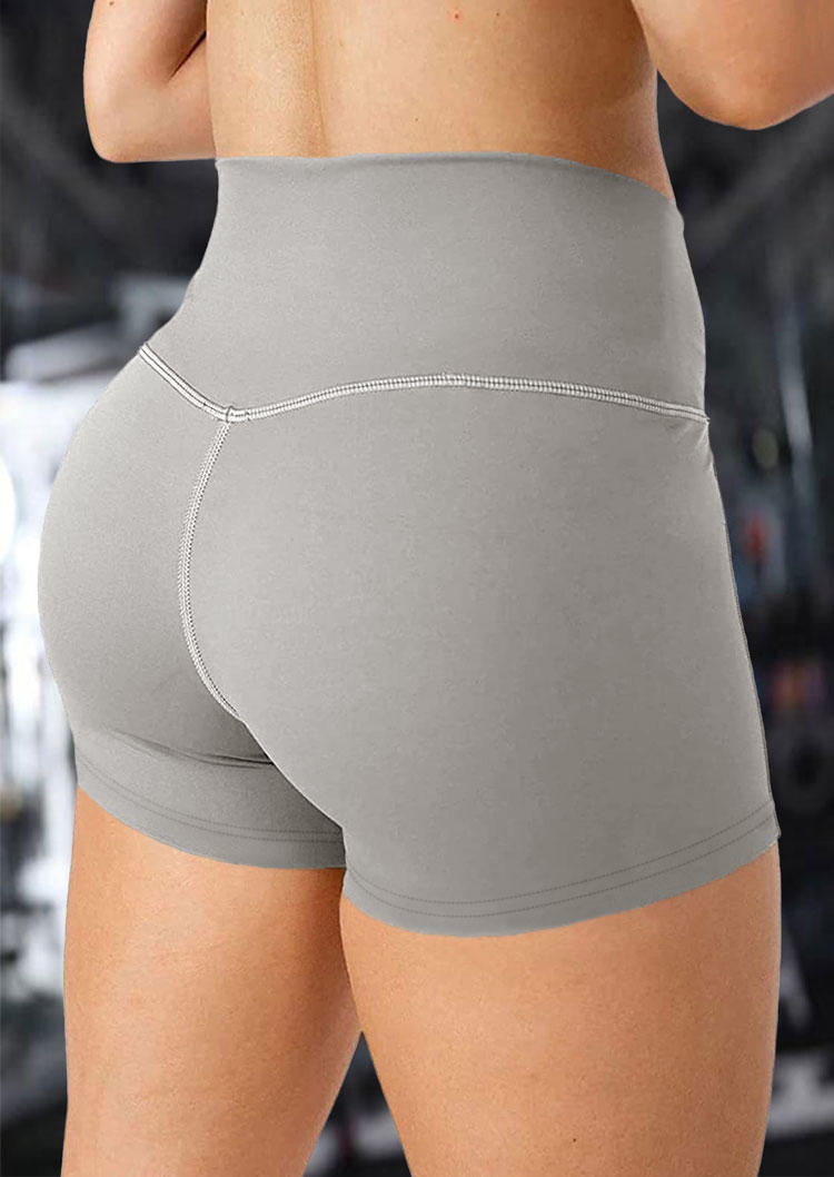 

Activewear Wrap High Waist Activewear Fitness Sports Shorts in Light Grey. Size: ,XL