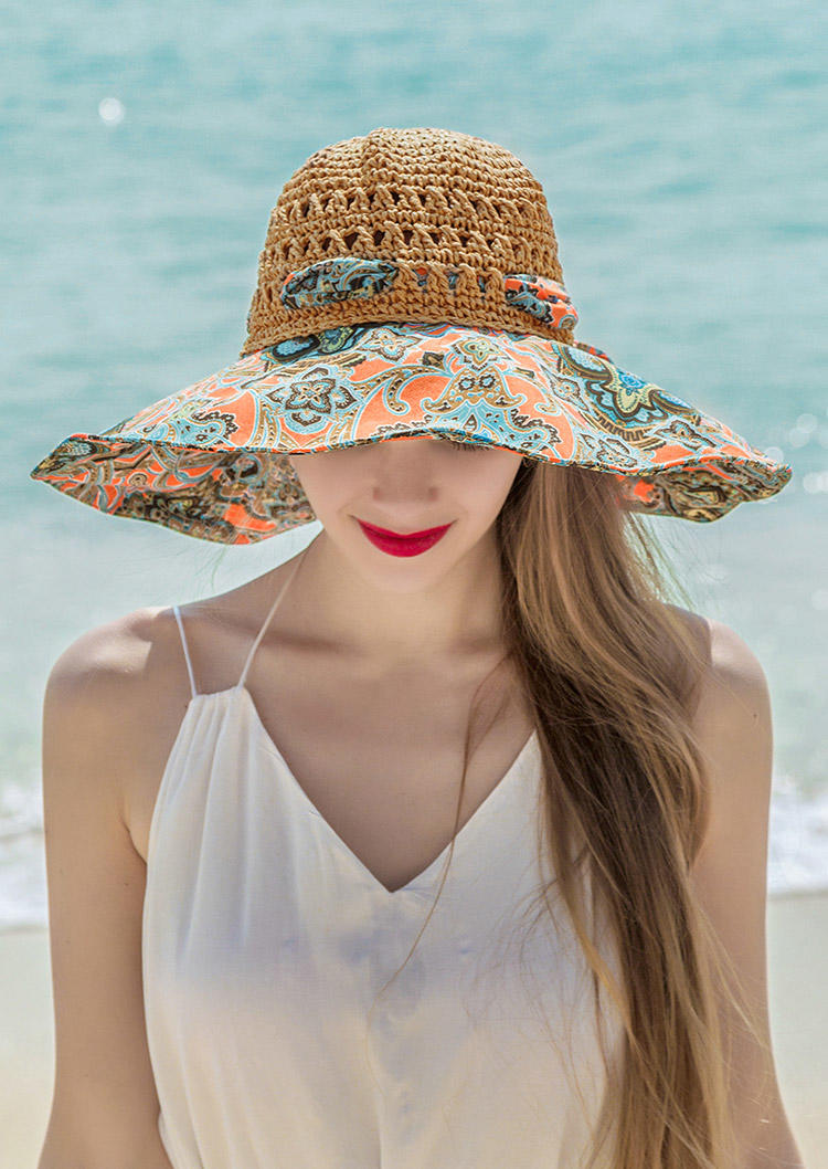 Hats Bohemian Floral Sun Protection Hat in Blue,Green. Size: One Size