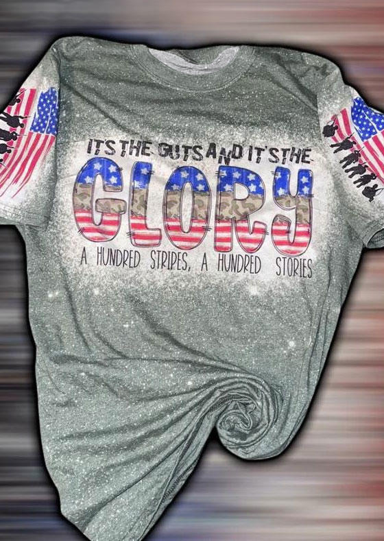

T-shirts Tees It's The Guts And It's The Glory American Flag Bleached T-Shirt Tee in Multicolor. Size