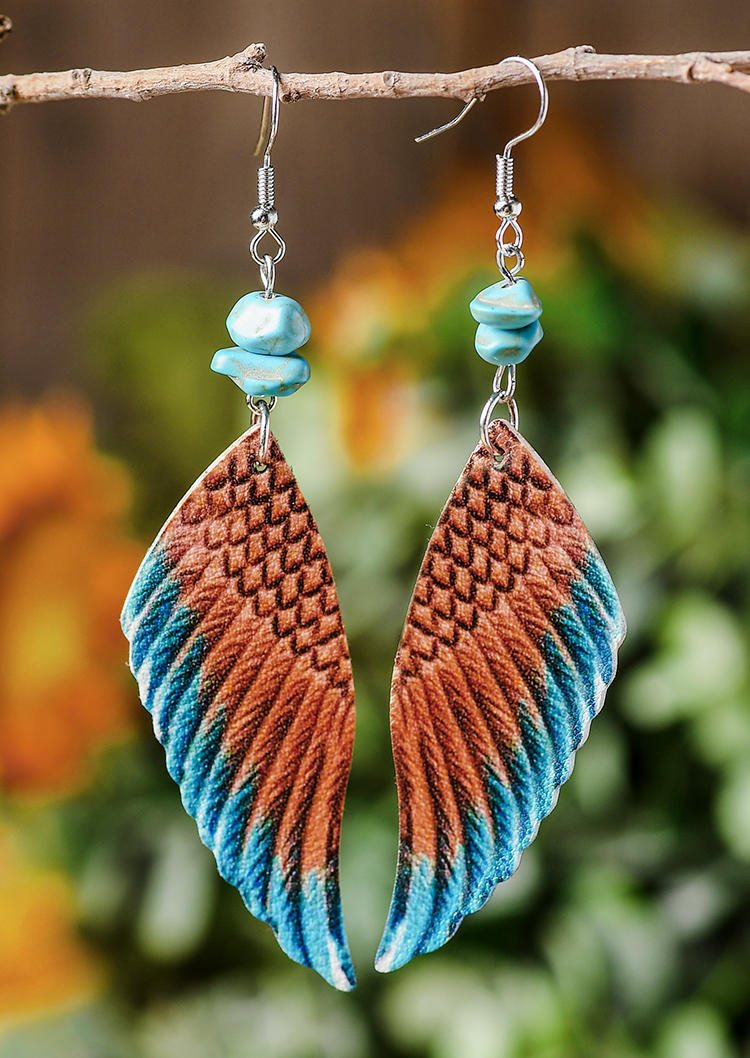 

Earrings Turquoise Angel Wing Embossed Leather Earrings in Multicolor. Size