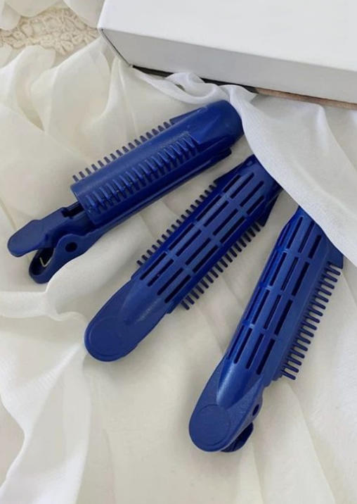 3Pcs Instant Hair Volumizing Clip Set in Blue. Size: One Size