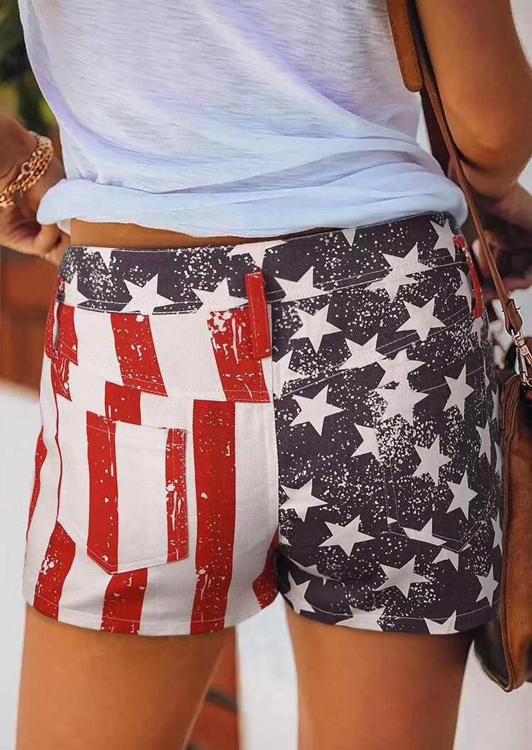 Shorts American Flag Pocket Button Shorts in Multicolor. Size: M