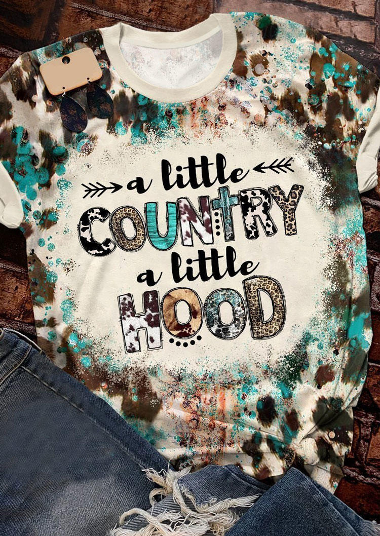 T-shirts Tees A Little Country A Little Hood Leopard Cow Bleached T-Shirt Tee in Multicolor. Size: S,M,L,XL