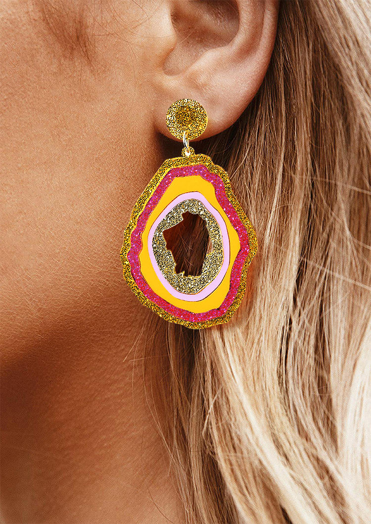 

Earrings Glitter Hollow Out Rock Acrylic Oval Earrings in Multicolor. Size