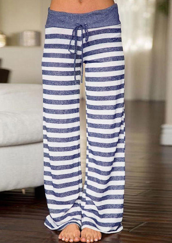 Striped Drawstring Wide Leg Pants