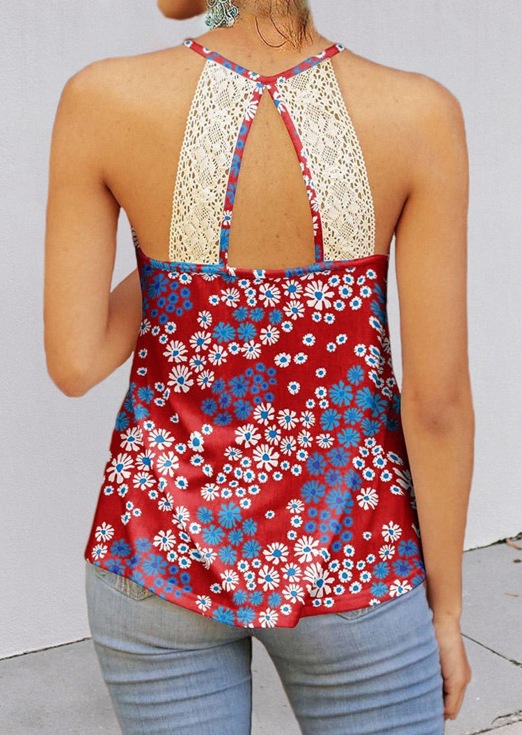 Lace Splicing Floral Hollow Out Tank SCM001459