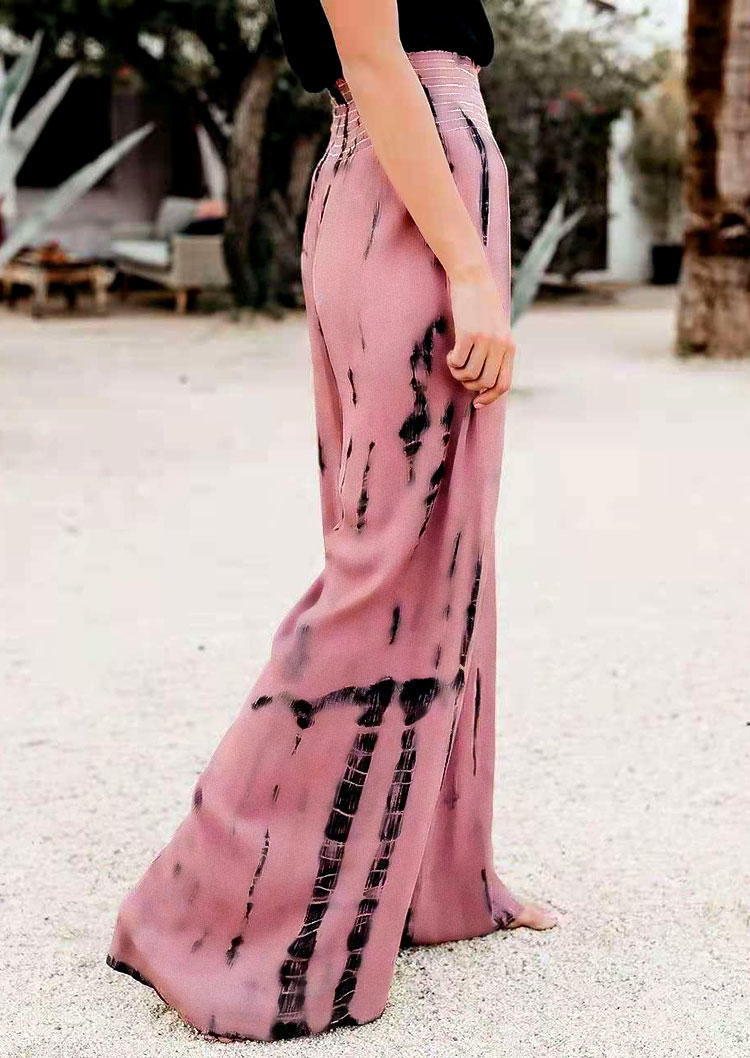

Pants Tie Dye Elastic Waist Wide Leg Pants - Cameo Brown in Brown. Size