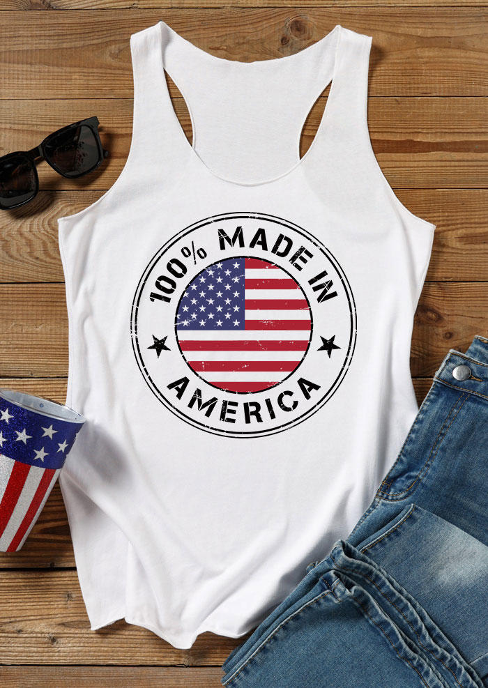 

Tank Tops Made In America Racerback Tank Top in White. Size: L,,XL