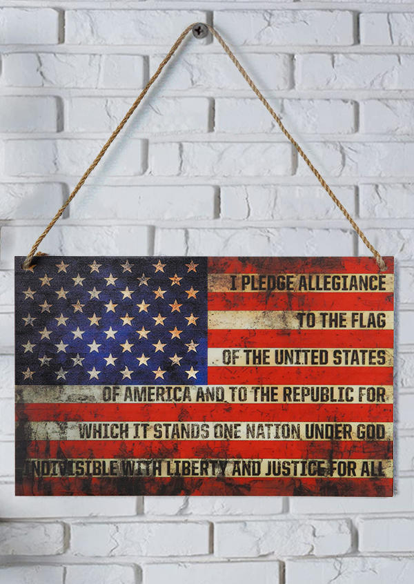 

Americana Flag Slogan Double-Sided Acrylic Sign in Multicolor. Size