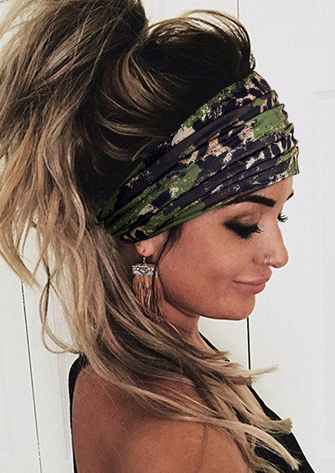 Camouflage Leopard Yoga Wide Headband in Multicolor. Size: One Size