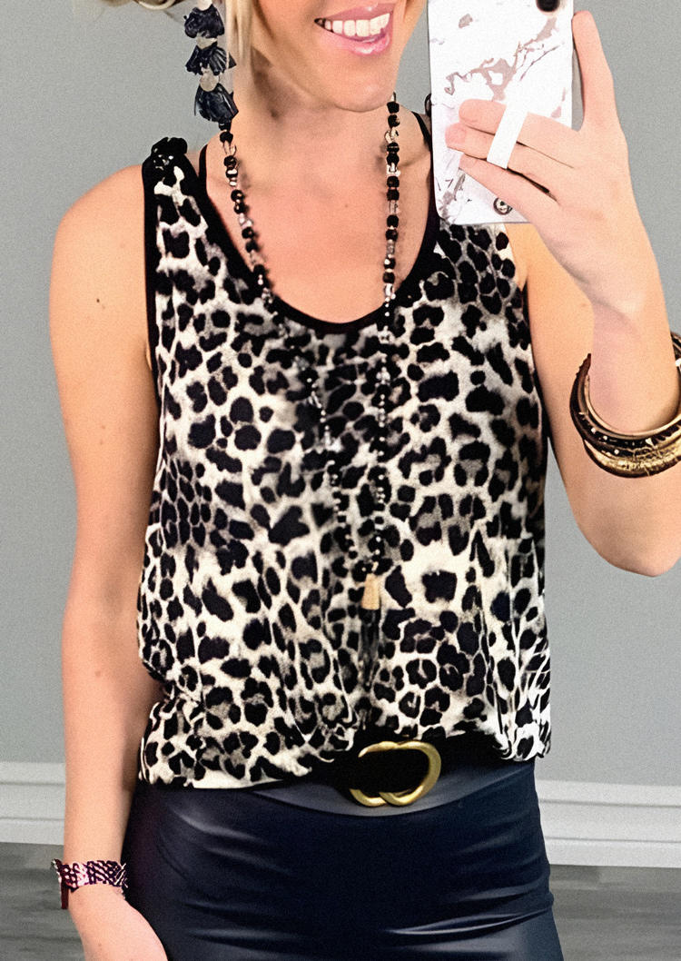 Leopard Open Back Tank without Lace Camisole