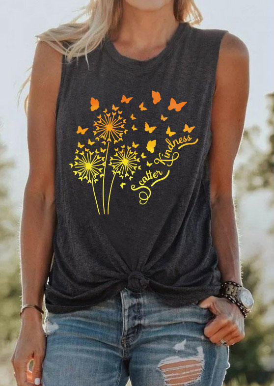 

Tank Tops Scatter Kindness Gradient Butterfly Dandelion Tank Top - Dark Grey in Gray. Size