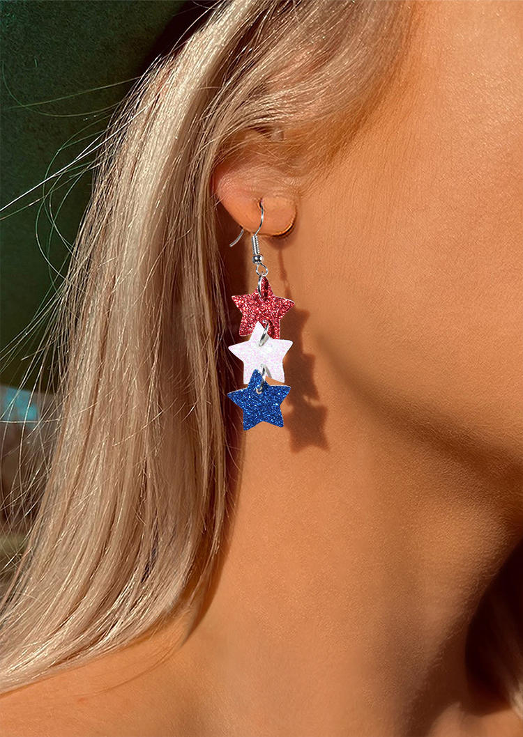 Glitter Star Leaf Hook Earrings