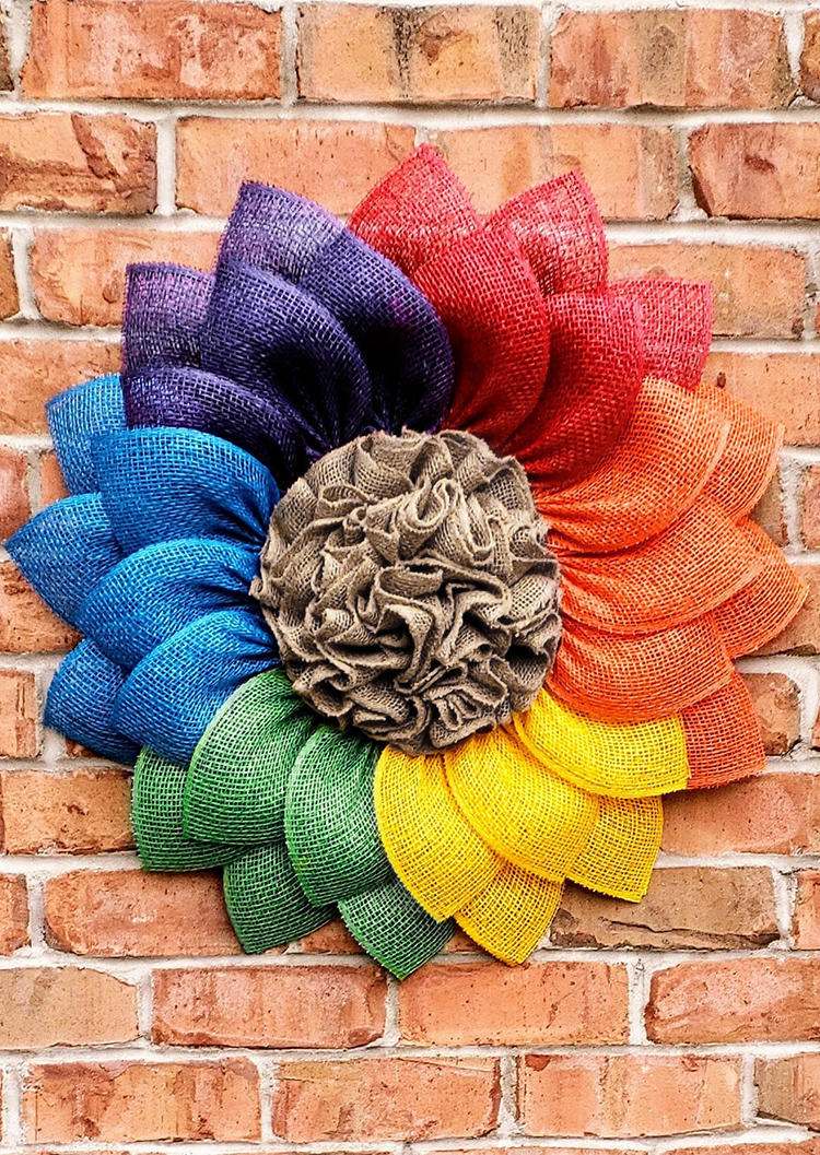 

Rainbow Wall Door Decor Wreath in Multicolor. Size