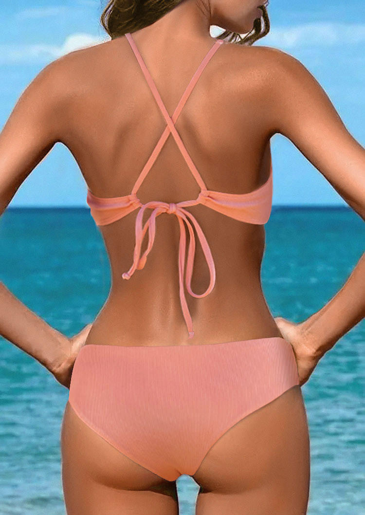 Bikini Sets Criss-Cross Tie Bikini Set - Light Pink in Pink. Size: L