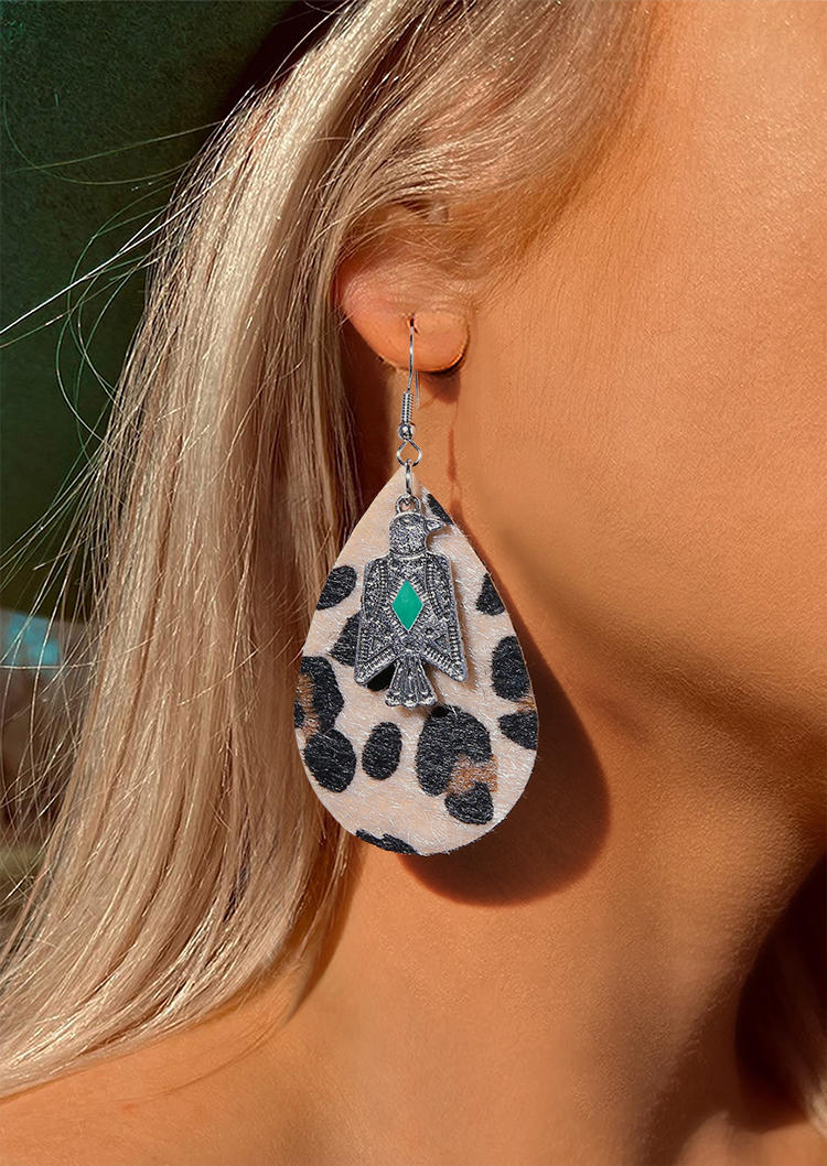

Earrings Leopard Eagle Dual-Layered Water Drop Earrings in Multicolor. Size