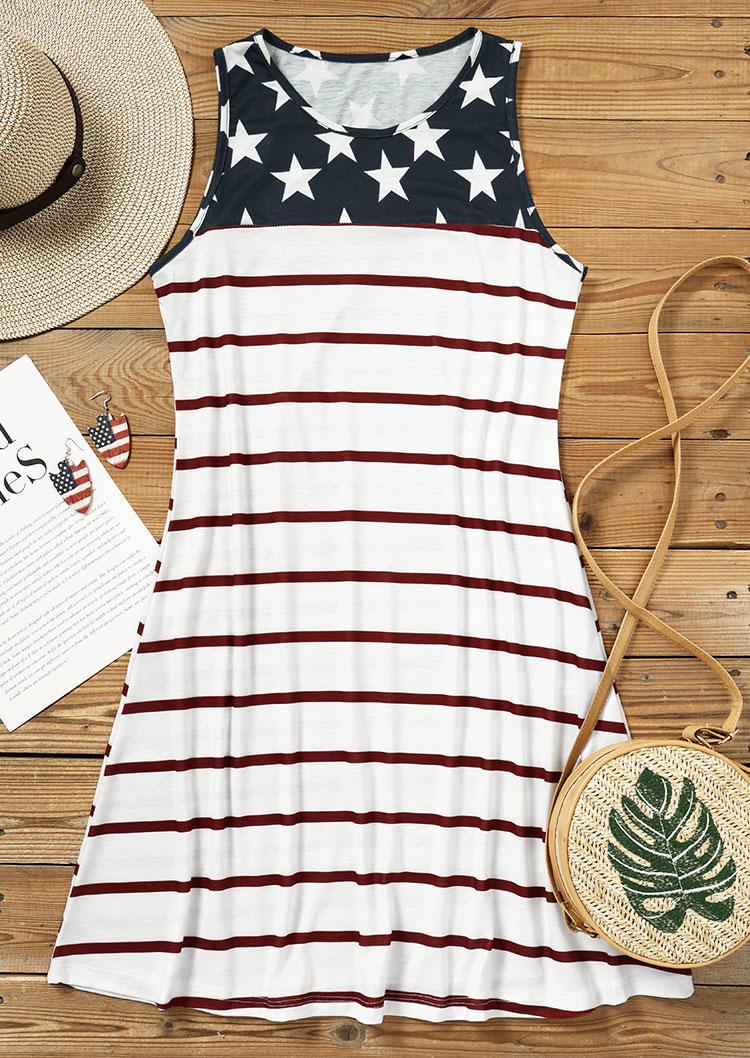

Mini Dresses American Flag Sleeveless Mini Dress in Multicolor. Size: M,,XL