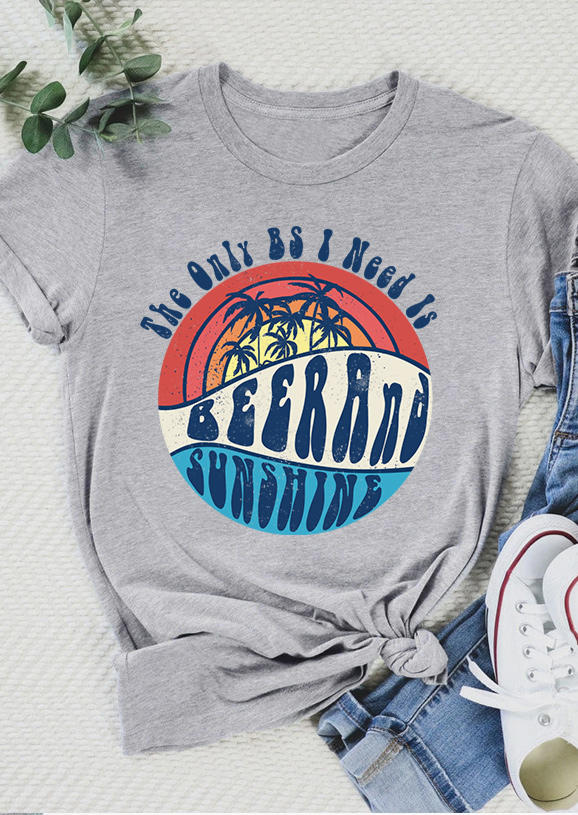 

T-shirts Tees The Only BS I Need Is Beer And Sunshine Coconut tree T-Shirt Tee in Gray. Size: L,M