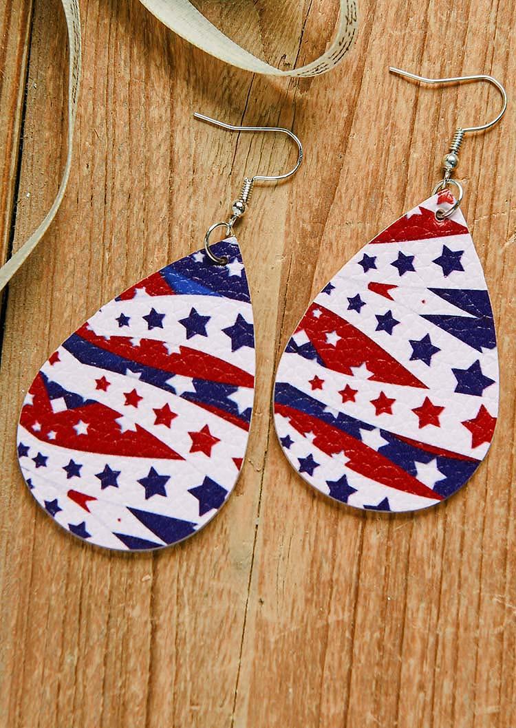 

Earrings American Flag Star Hook Water Drop Earrings in Pattern2. Size