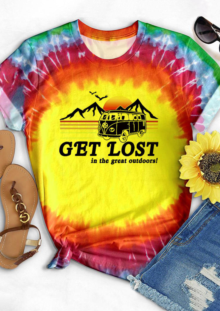 T-shirts Tees Get Lost In The Great Outdoors Tie Dye T-Shirt Tee in Multicolor. Size: M