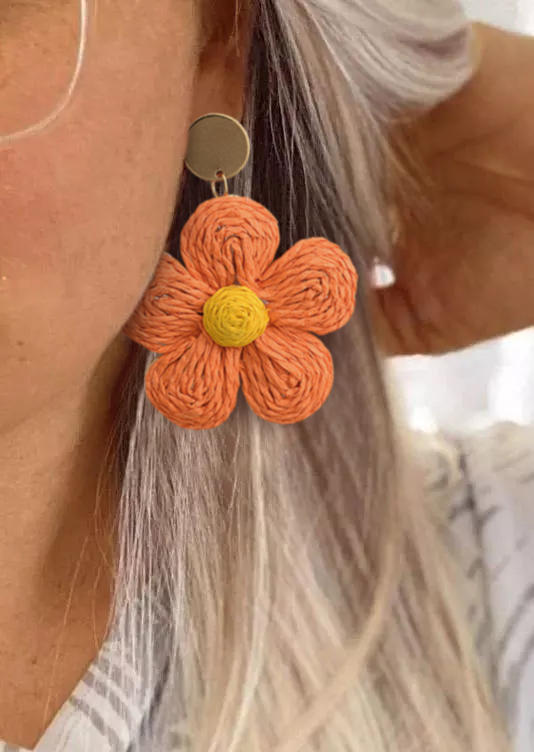 

Earrings Bohemian Floral Stud Earrings in Orange. Size