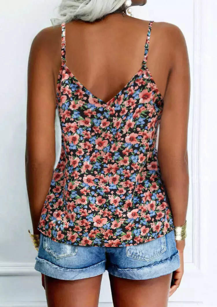 

Tank Tops Floral Lace Open Back V-Neck Camisole in Multicolor. Size