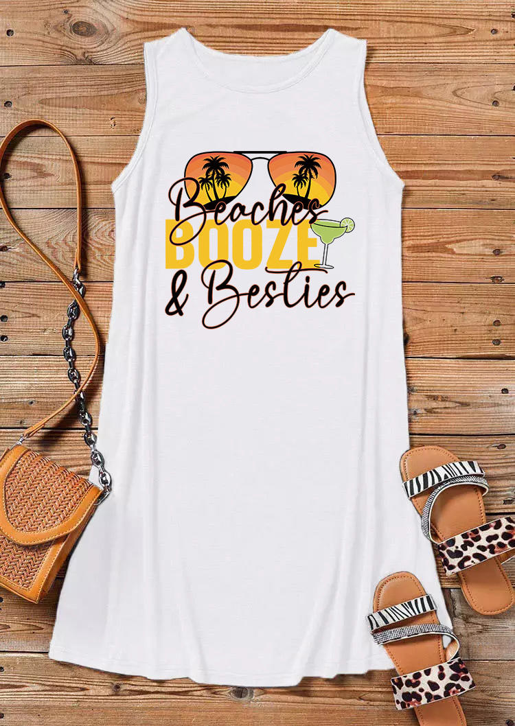 Mini Dresses Beaches Booze & Besties Sunglasses Mini Dress in White. Size: L