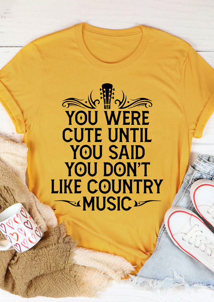 

T-shirts Tees You Were Cute Until You Said You Don't Like Country Music T-Shirt Tee in Yellow. Size