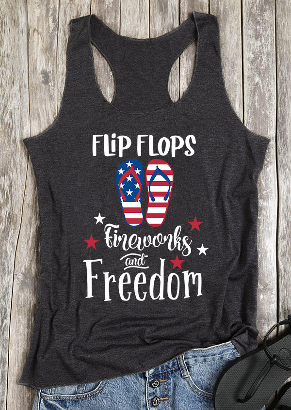 Flip Flops Fireworks And Freedom Racerback Tank - Dark Grey 535635