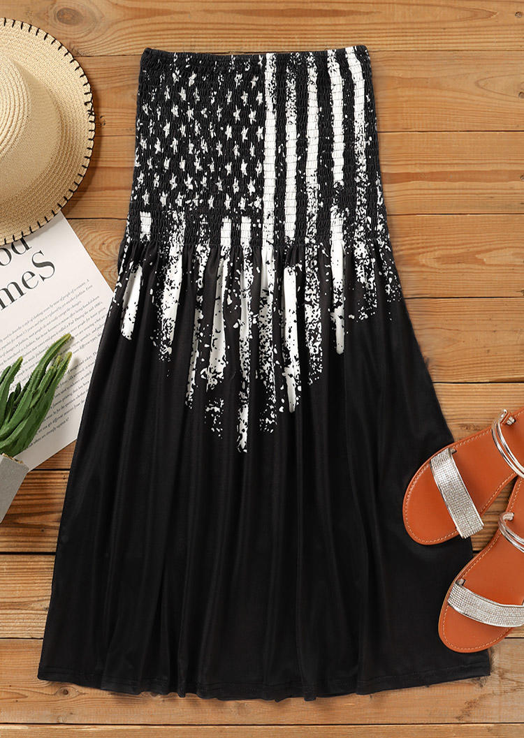 Mini Dresses American Flag Strapless Bandeau Mini Dress in Black. Size: XL