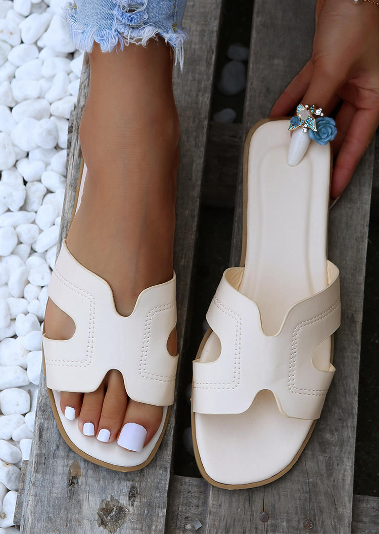 

Slippers Simple Hollow Out Flat Slippers - Beige in Apricot. Size