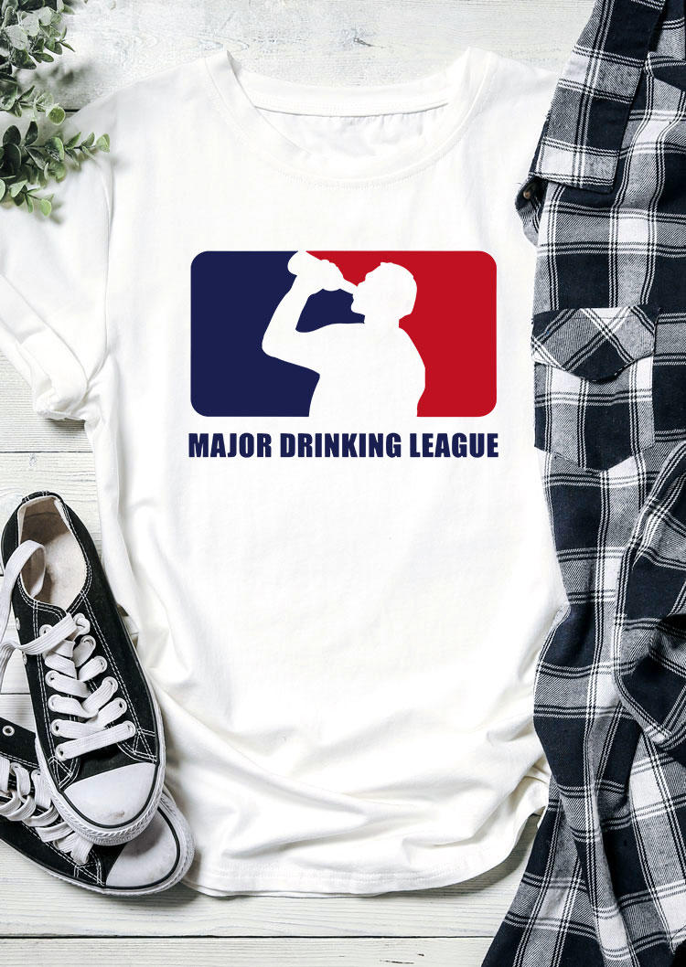 T-shirts Tees Major Drinking League T-Shirt Tee in White. Size: L,M,S