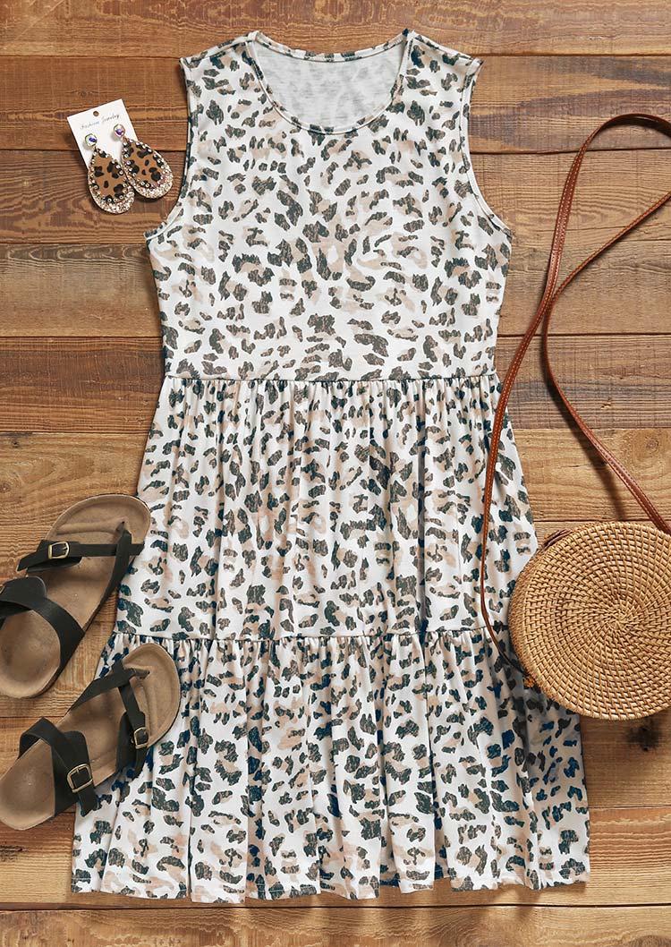 Leopard Ruffled Sleeveless Mini Dress