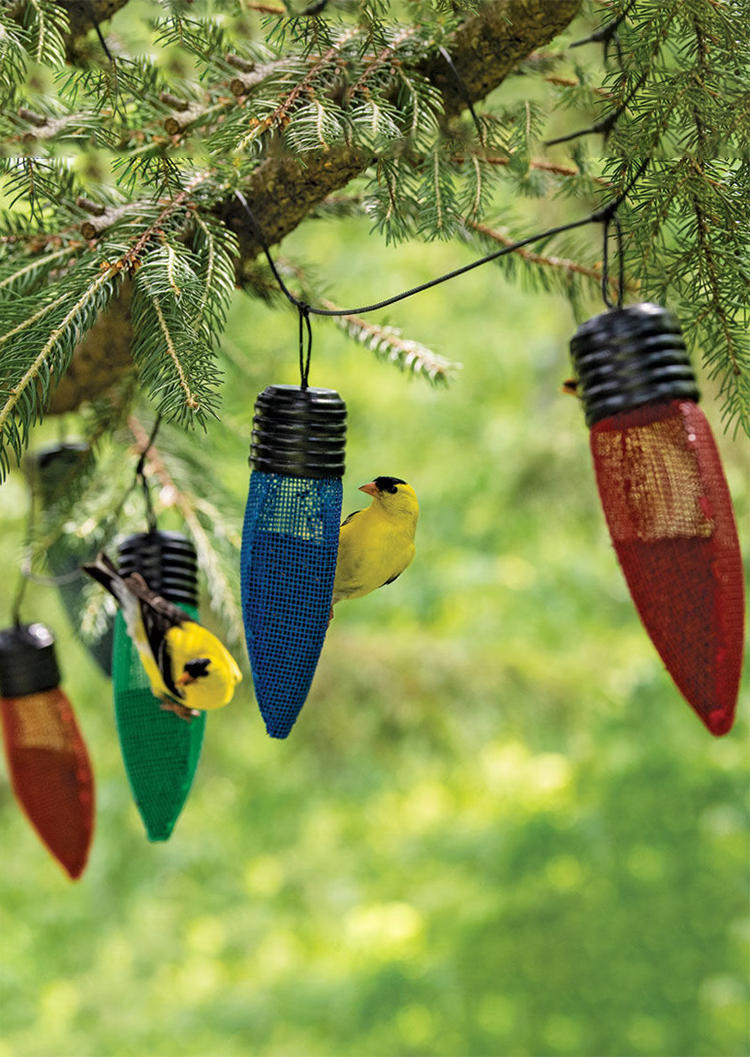 Outdoor Hanging Bird Feeder Ornament in Green,Blue,Burgundy. Size: One Size