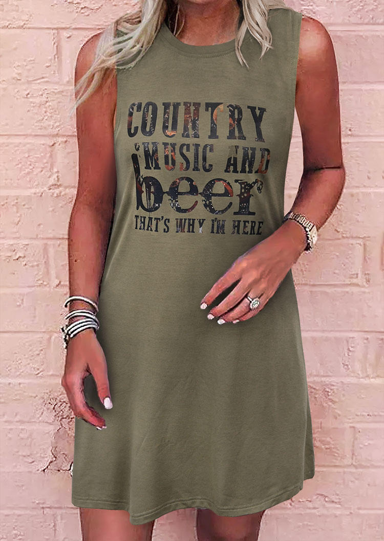 

Mini Dresses Country Music And Beer That's Why I' Here Mini Dress in Army Green. Size